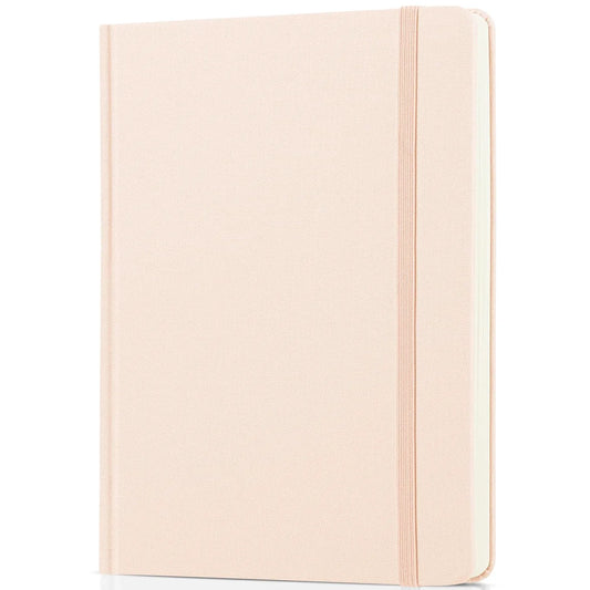 Mr. Pen Dotted Journal Notebook, 5.7" x 8.3", 160 Pages, Fabric Hardcover, Soft Blush Bullet Journal