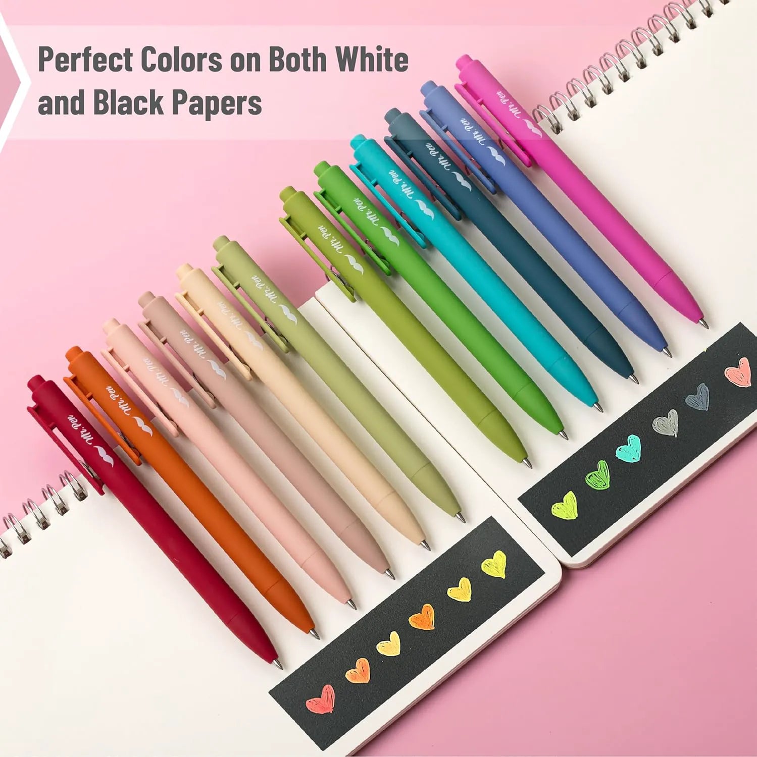 Retractable Gel Pens 12-Pack: Cute Design, Colored Ink, Quick-Dry, Fine Point 0.7mm