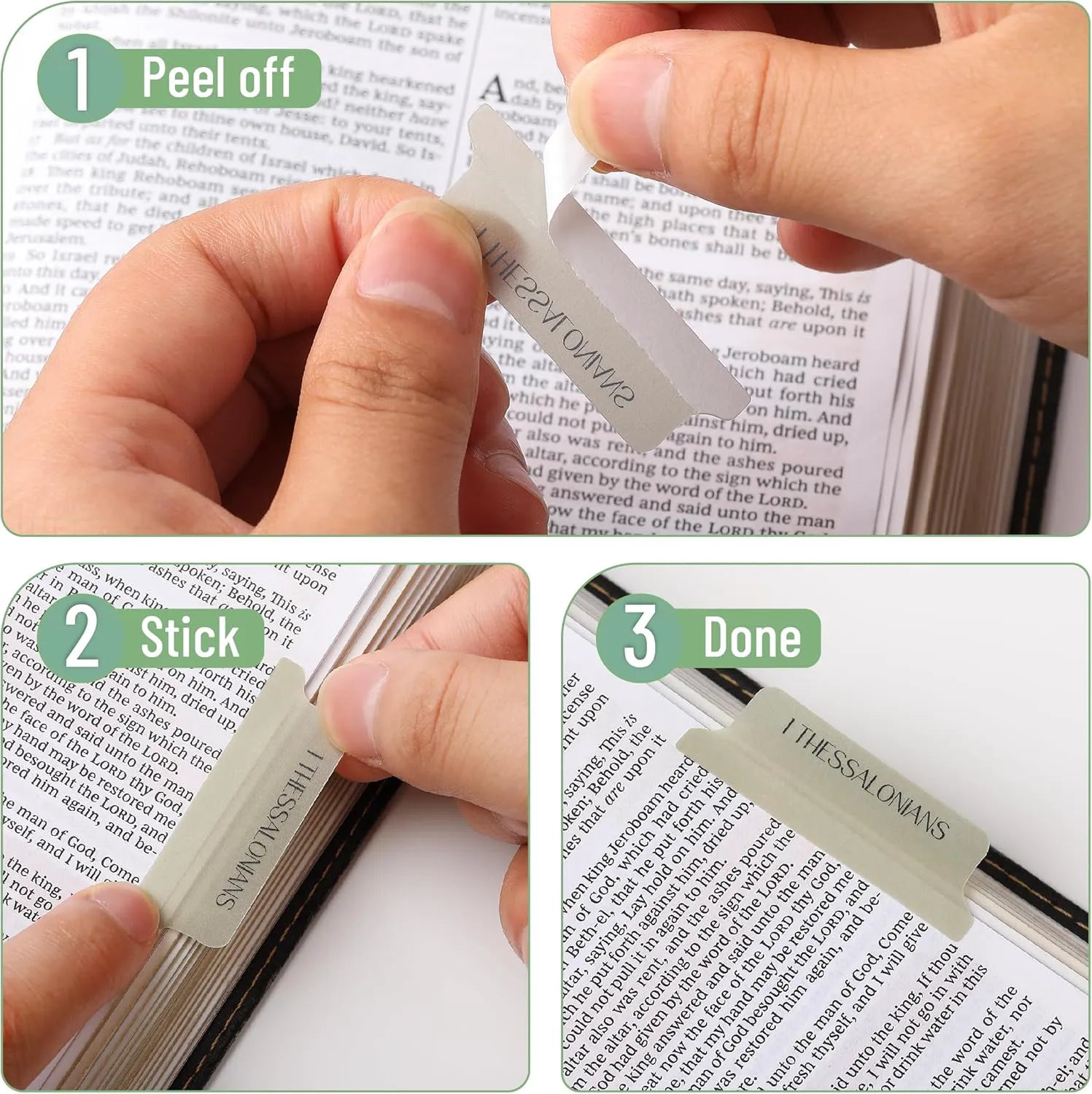 Mr. Pen Bible Tabs - 75 Transparent Olive Green Laminated Index Tabs for Women and Men, Ideal for Study Bibles
