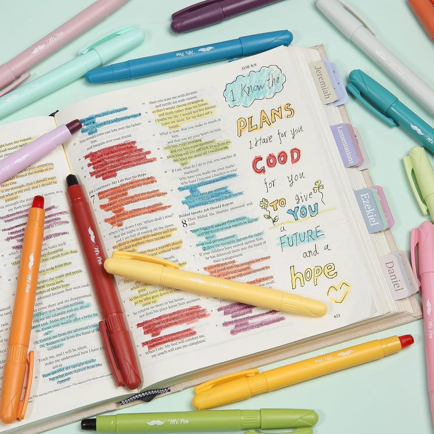 Bible Gel Highlighters, 16 Pack, Assorted Colors, No-Bleed, Twist-Up, Sharpenable Tips