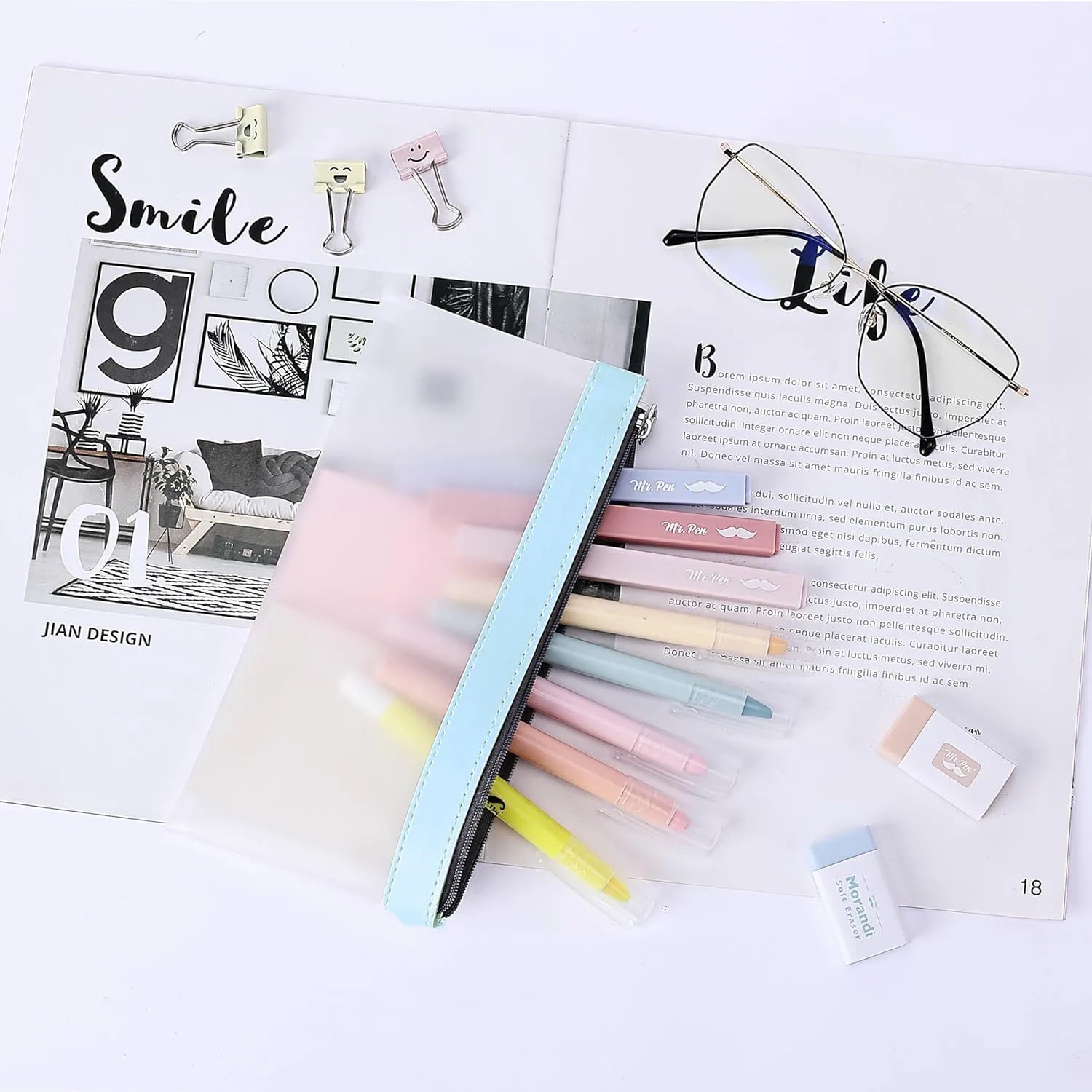 Clear Pencil Pouches (3-Pack) - Transparent TPU Zipper Bags for School, Travel & Makeup