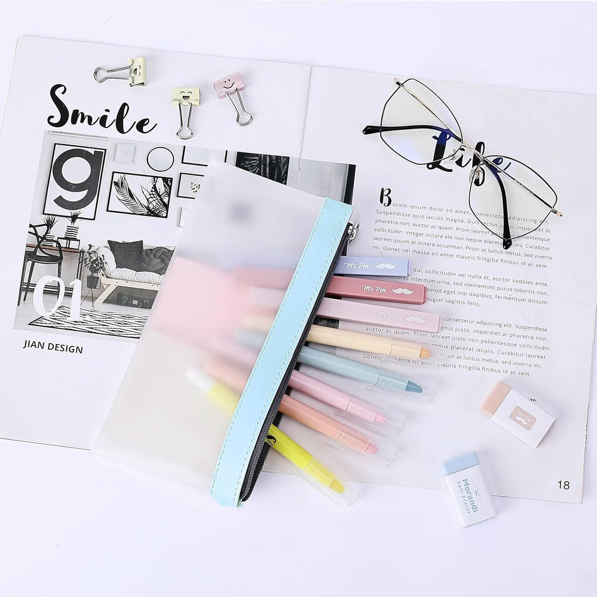 Clear Pencil Pouches (3-Pack) - Transparent TPU Zipper Bags for School, Travel & Makeup
