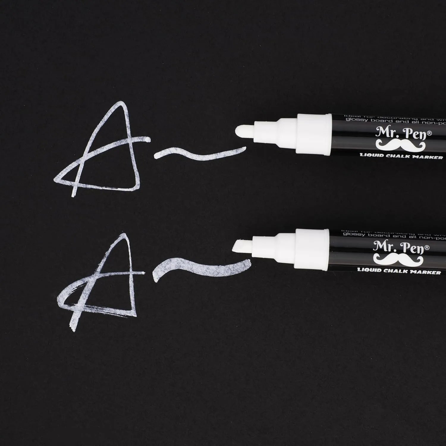 White Chalk Markers (8 Pack) with Reversible Tip - Erasable