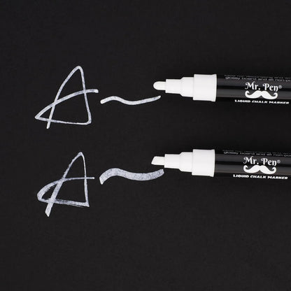 White Chalk Markers (8 Pack) with Reversible Tip - Erasable