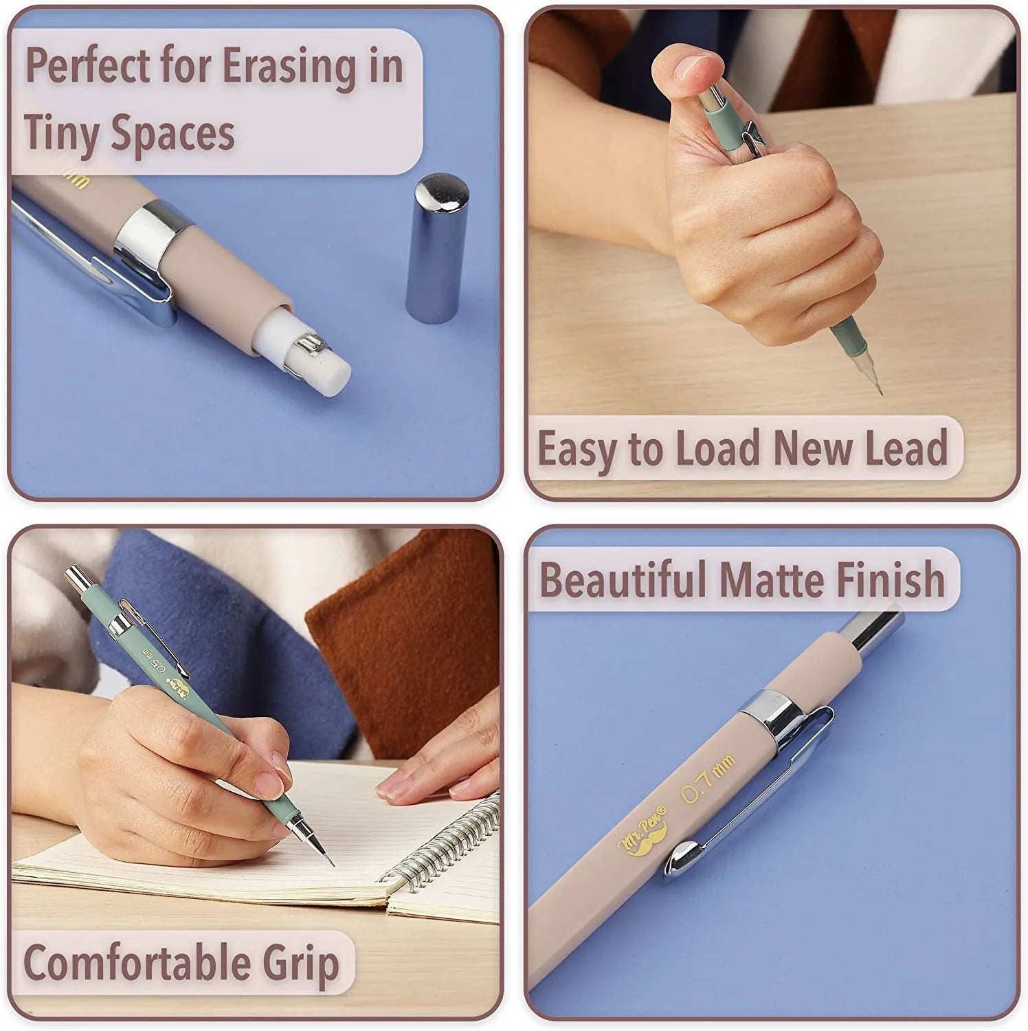 Vintage Mechanical Pencil Set - 5 Sizes with HB Leads