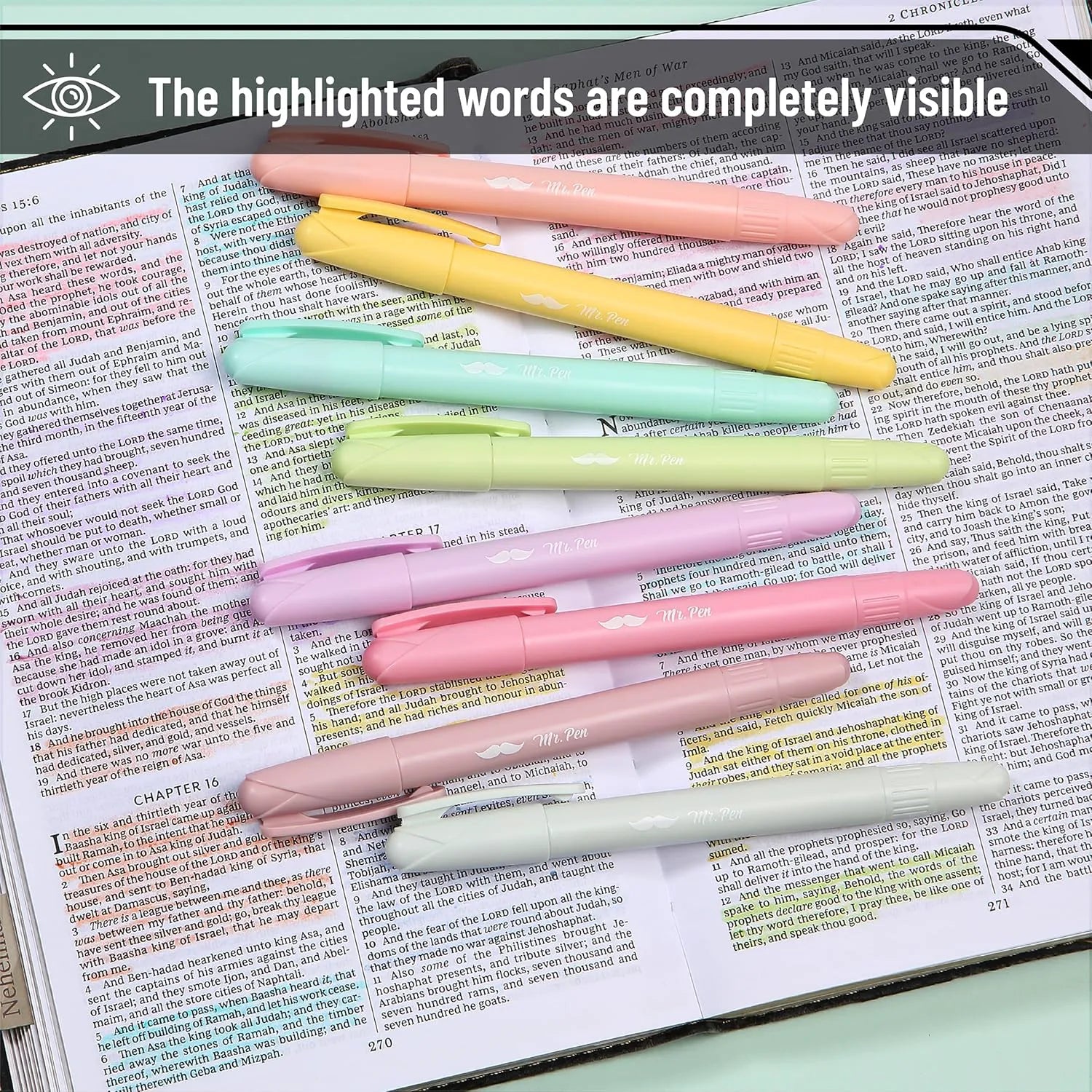 Gel Highlighters, 8 Pack, No-Bleed, Twist-Up Design, Sharpenable Tips, Smooth Glide, Perfect for Bible Pages