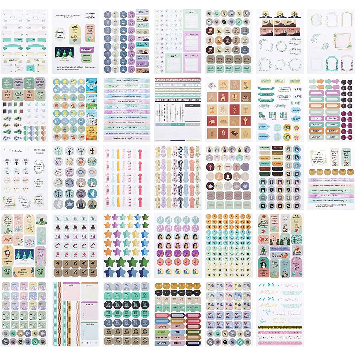 Christian & Bible Journaling Stickers - 31 Sheets, 1034 Pieces
