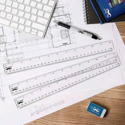 Clear Plastic Ruler 12 Inch (3 Pack) - Dual Side with Inches & Centimeters
