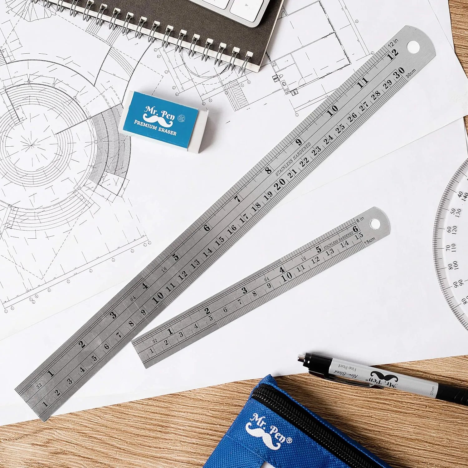 Steel Rulers 2-Pack (6 & 12 Inch) in Rose Gold
