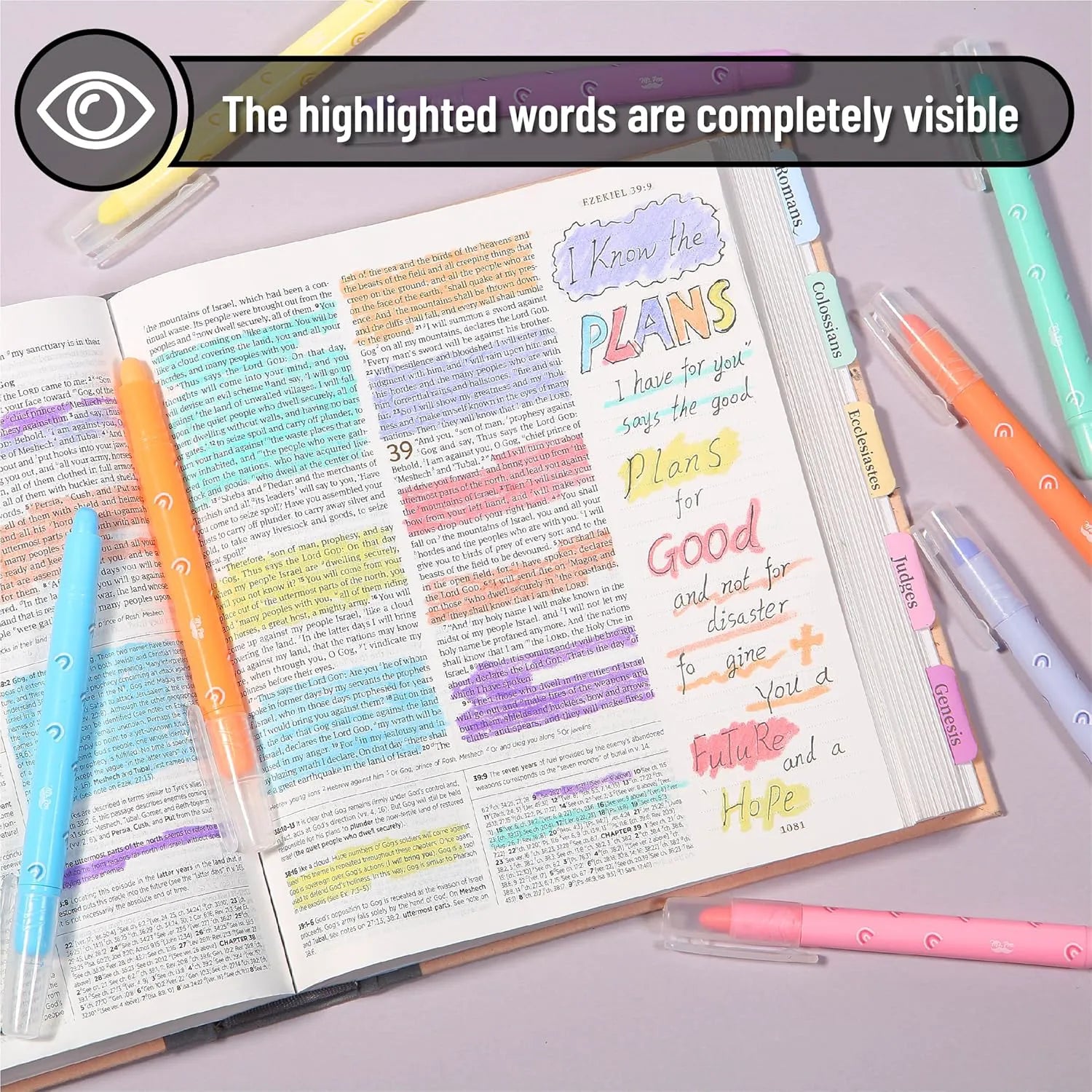 Bible Gel Highlighters, 8 Pack, Assorted Colors, No-Bleed, Twist-Up, Sharpenable Tips