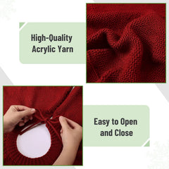 Mr. Pen Christmas Tree Skirt, 36 Inch, Red Knitted Xmas Tree Skirt