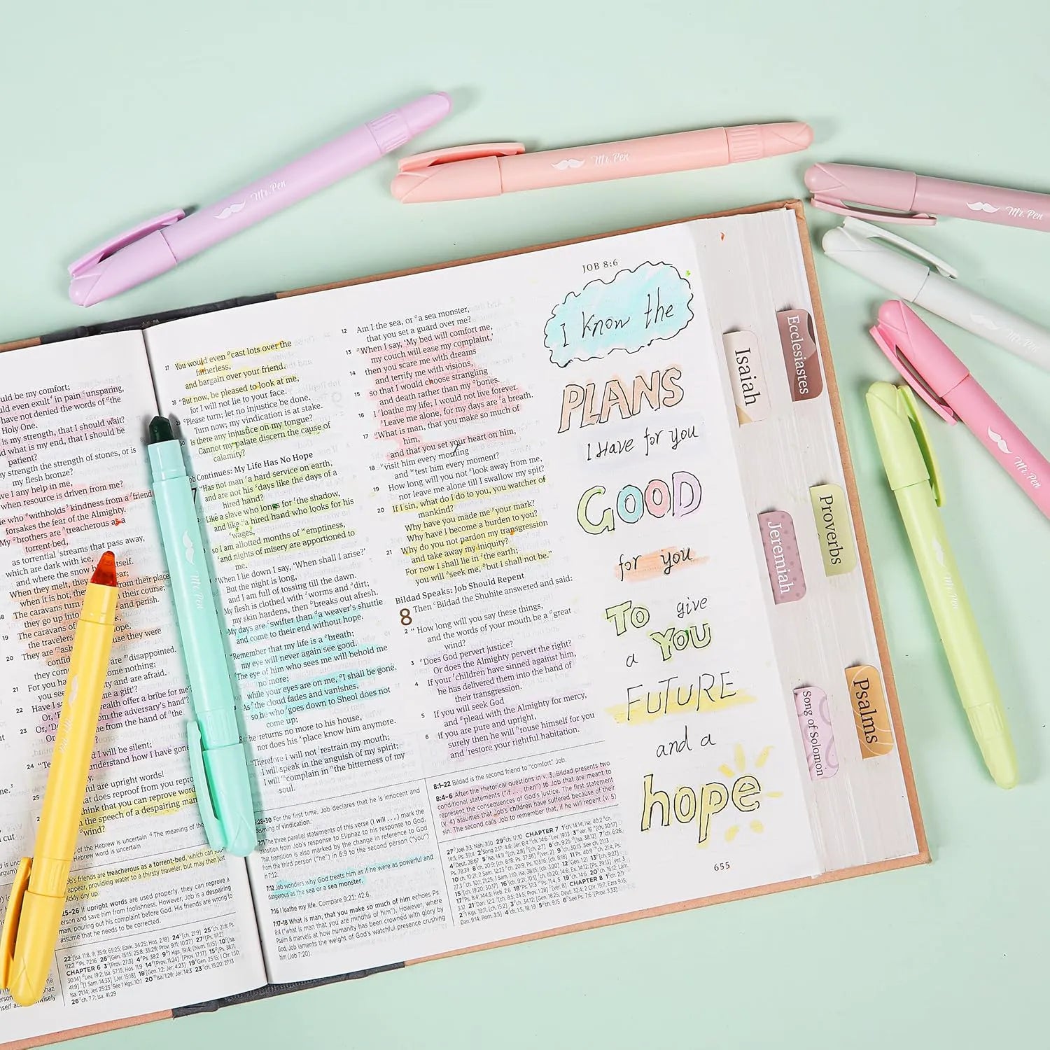 Gel Highlighters, 8 Pack, No-Bleed, Twist-Up Design, Sharpenable Tips, Smooth Glide, Perfect for Bible Pages