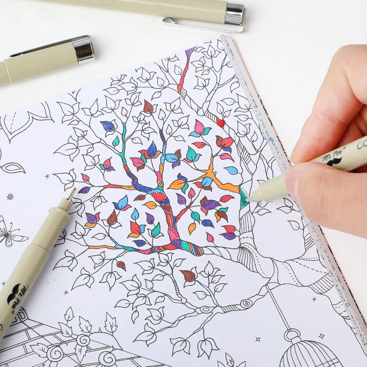 Colored Fineliners, 0.5mm Tip, 8 Pack, Water-Based Ink
