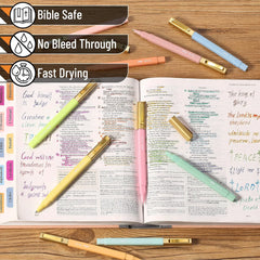 Aesthetic Bible Ballpoint Pens (10-Pack) - Assorted Colors, No-Bleed, Fast-Drying, 0.7mm Fine Point, Square Design