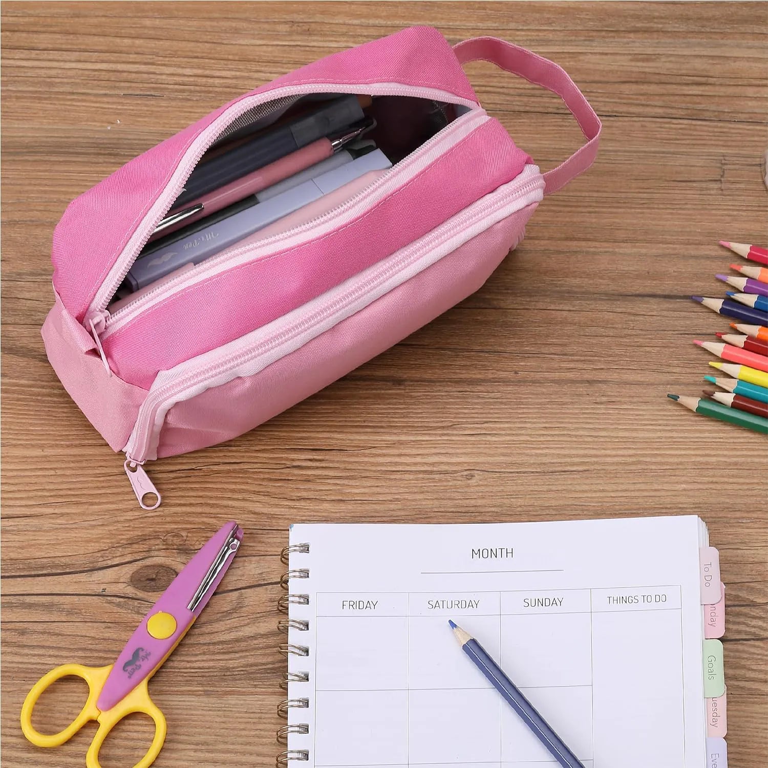 Large Capacity Pencil Case with 5 Color Options - Pencil Pouch, Pen Bag, School & College Supplies