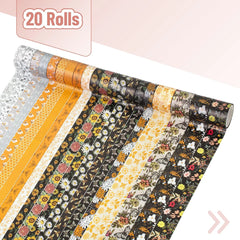 Golden Hives Washi Tape Set - 20 Rolls, Assorted Widths