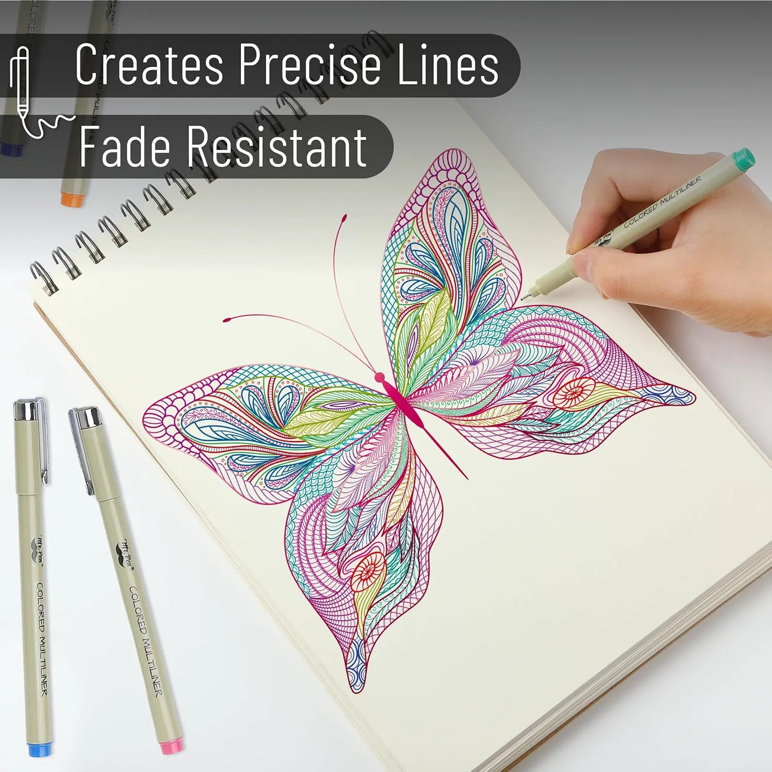 Colored Fineliners, 0.5mm Tip, 8 Pack, Water-Based Ink