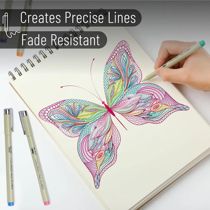 Colored Fineliners, 0.5mm Tip, 8 Pack, Water-Based Ink