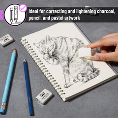 White Kneaded Erasers (12 Pack) - Moldable Art Erasers for Artists