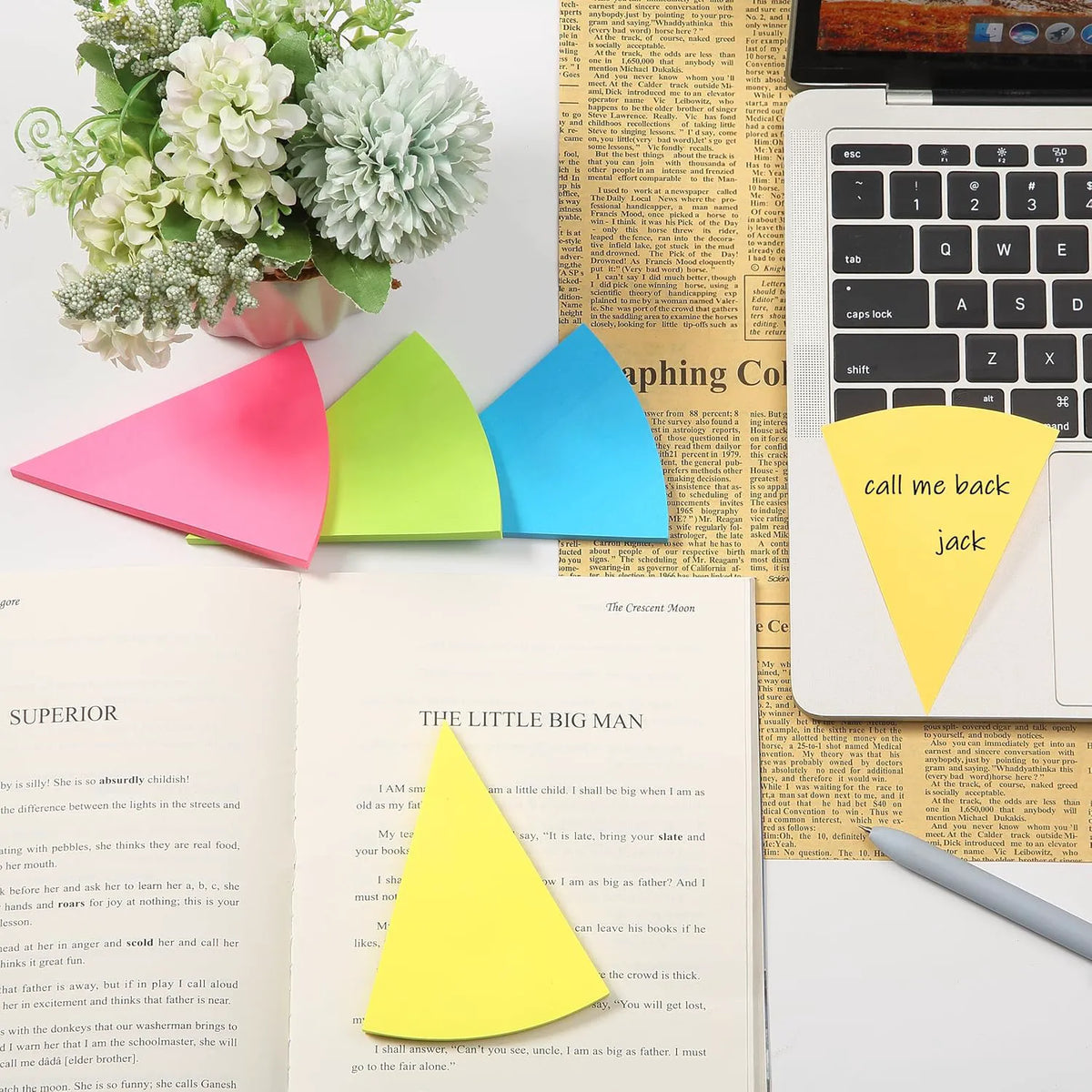 Triangular Sticky Notes, 8 Pads, 480 Sheets, 4-Inch Colorful Sticky Notes Bulk, Color Wheel Sticky Note, Self-Stick Note Pads, Sticky Pads Sticky Notes Aesthetic