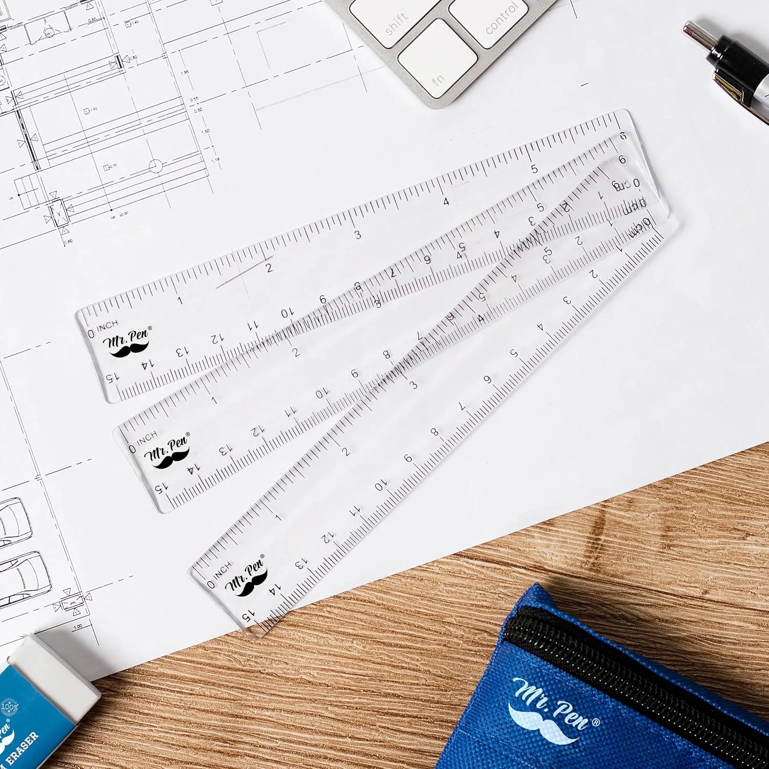 6-Inch Clear Plastic Ruler (6-Pack) with Dual Metric & Imperial Scales