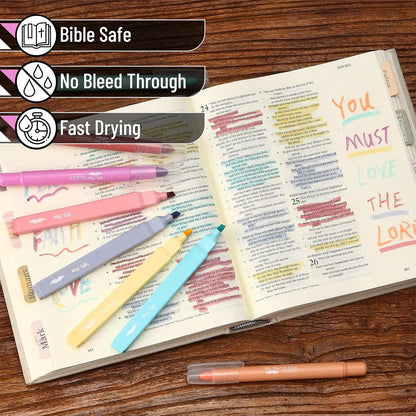 Bible Highlighters & Gel Highlighters, 8 Pack, Assorted Colors, No Bleed