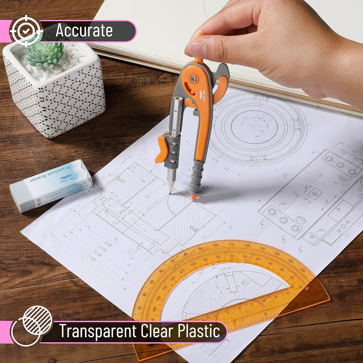 Bulk Compass and Protractor Set (12 Sets) - Colorful Classroom Supplies