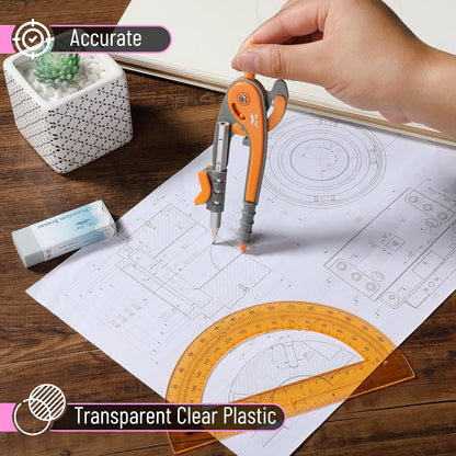 Bulk Compass and Protractor Set (12 Sets) - Colorful Classroom Supplies