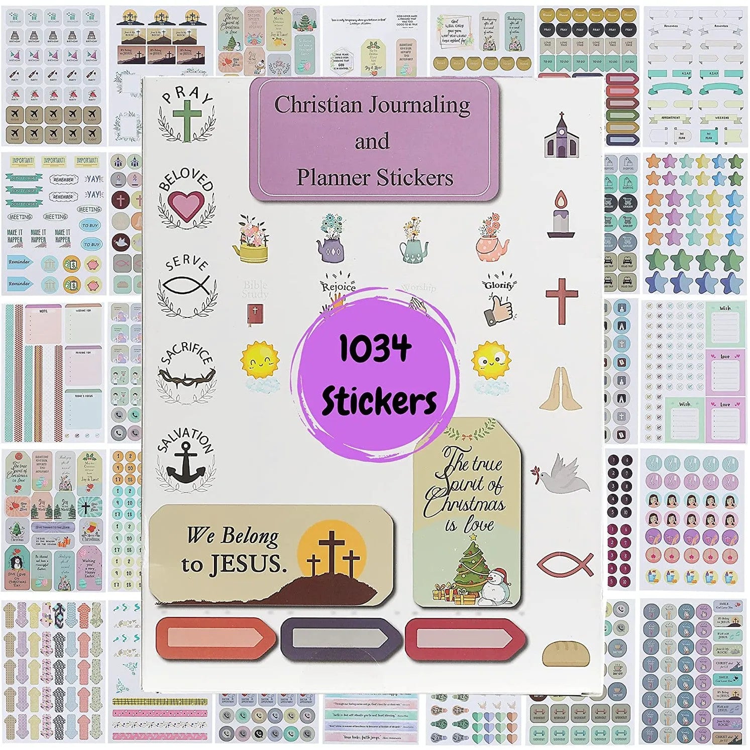 Christian & Bible Journaling Stickers - 31 Sheets, 1034 Pieces