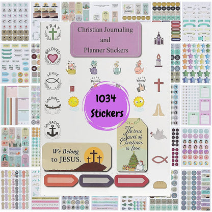 Christian & Bible Journaling Stickers - 31 Sheets, 1034 Pieces