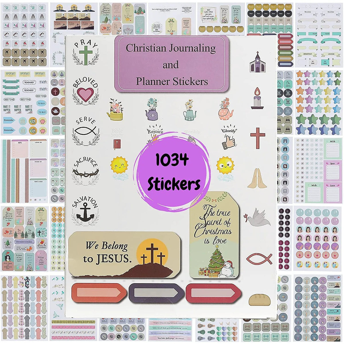 Christian & Bible Journaling Stickers - 31 Sheets, 1034 Pieces
