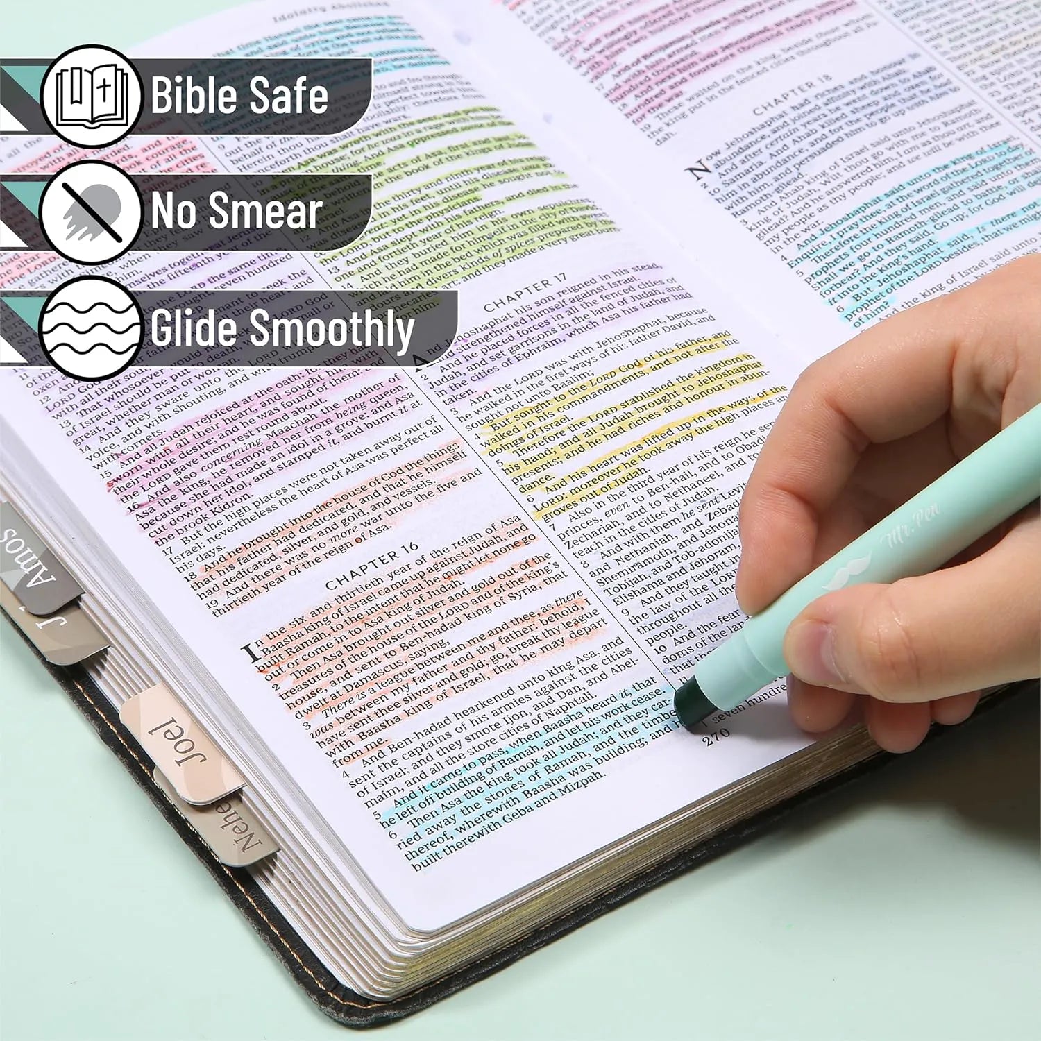 Gel Highlighters, 8 Pack, No-Bleed, Twist-Up Design, Sharpenable Tips, Smooth Glide, Perfect for Bible Pages