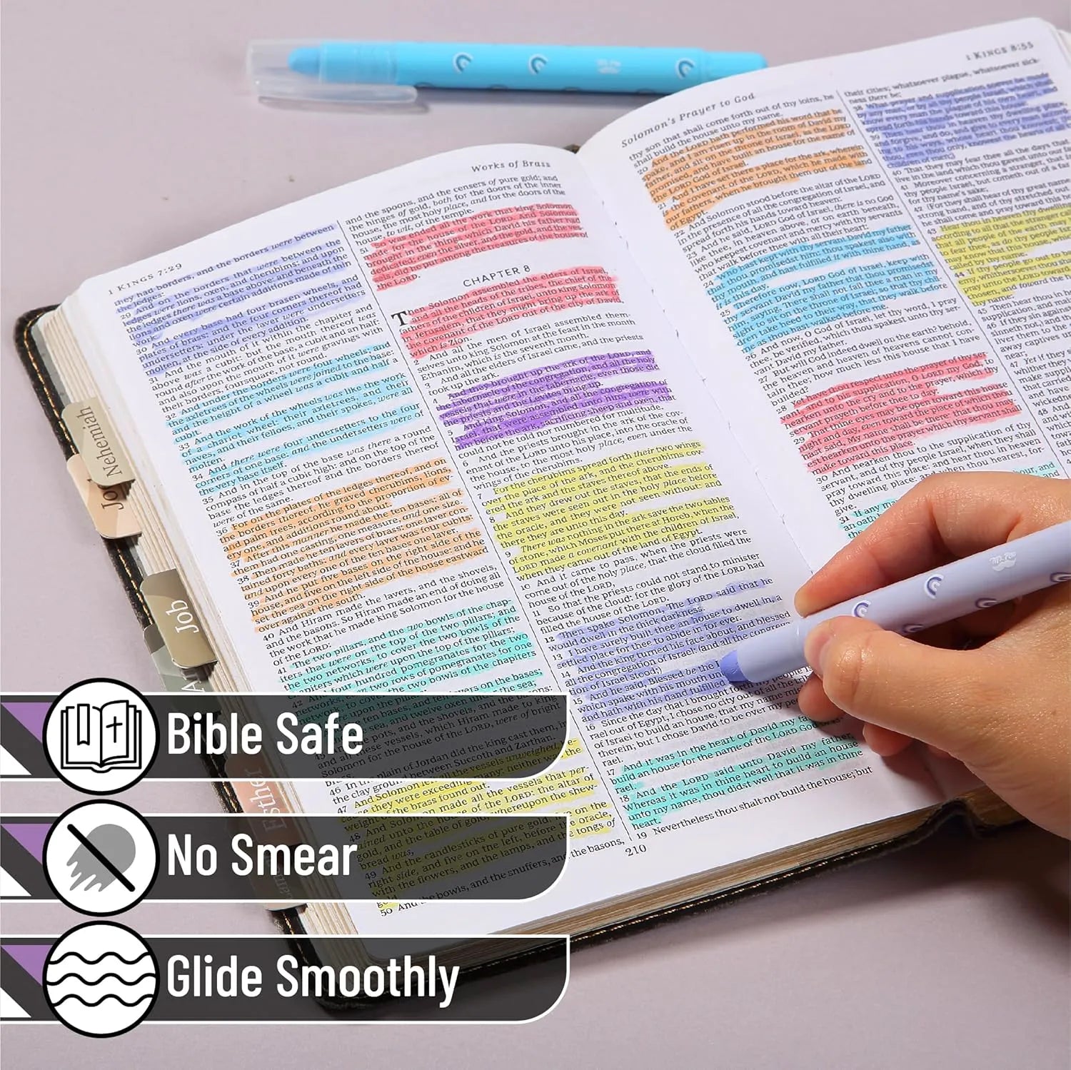 Bible Gel Highlighters, 8 Pack, Assorted Colors, No-Bleed, Twist-Up, Sharpenable Tips