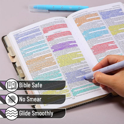 Bible Gel Highlighters, 8 Pack, Assorted Colors, No-Bleed, Twist-Up, Sharpenable Tips