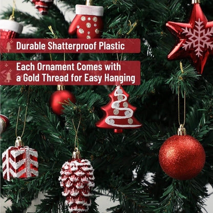 Mr. Pen Assorted Christmas Ball Ornaments Set, 77 Pieces, Red Shatterproof Ornaments
