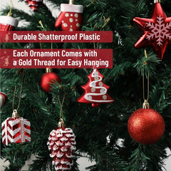 Mr. Pen Assorted Christmas Ball Ornaments Set, 77 Pieces, Red Shatterproof Ornaments