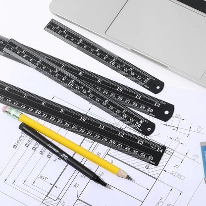 Stainless Steel Ruler Set (4 Pack) – 6, 8, 12, 14 Inches with Metric & Inch Markings
