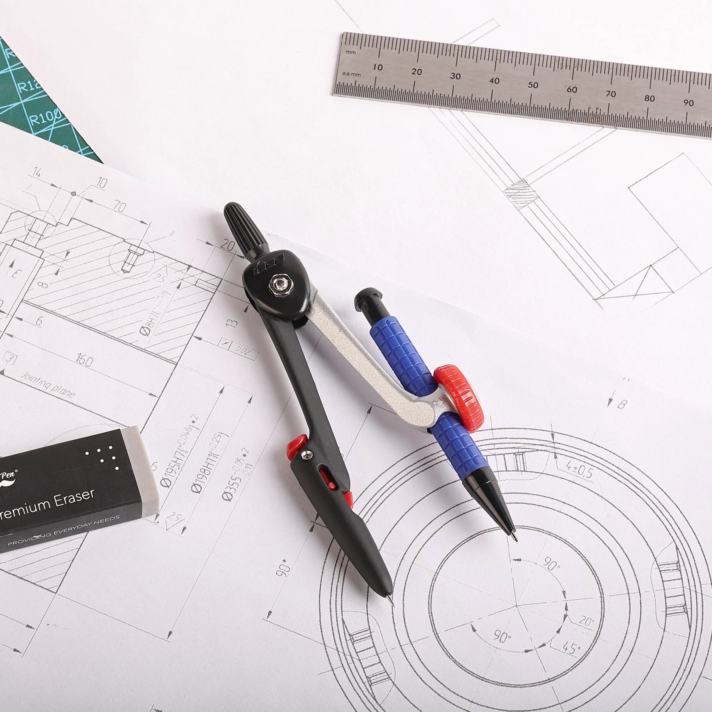 Geometry Compass with Mechanical Pencil, Draws 5.5-Inch Circles