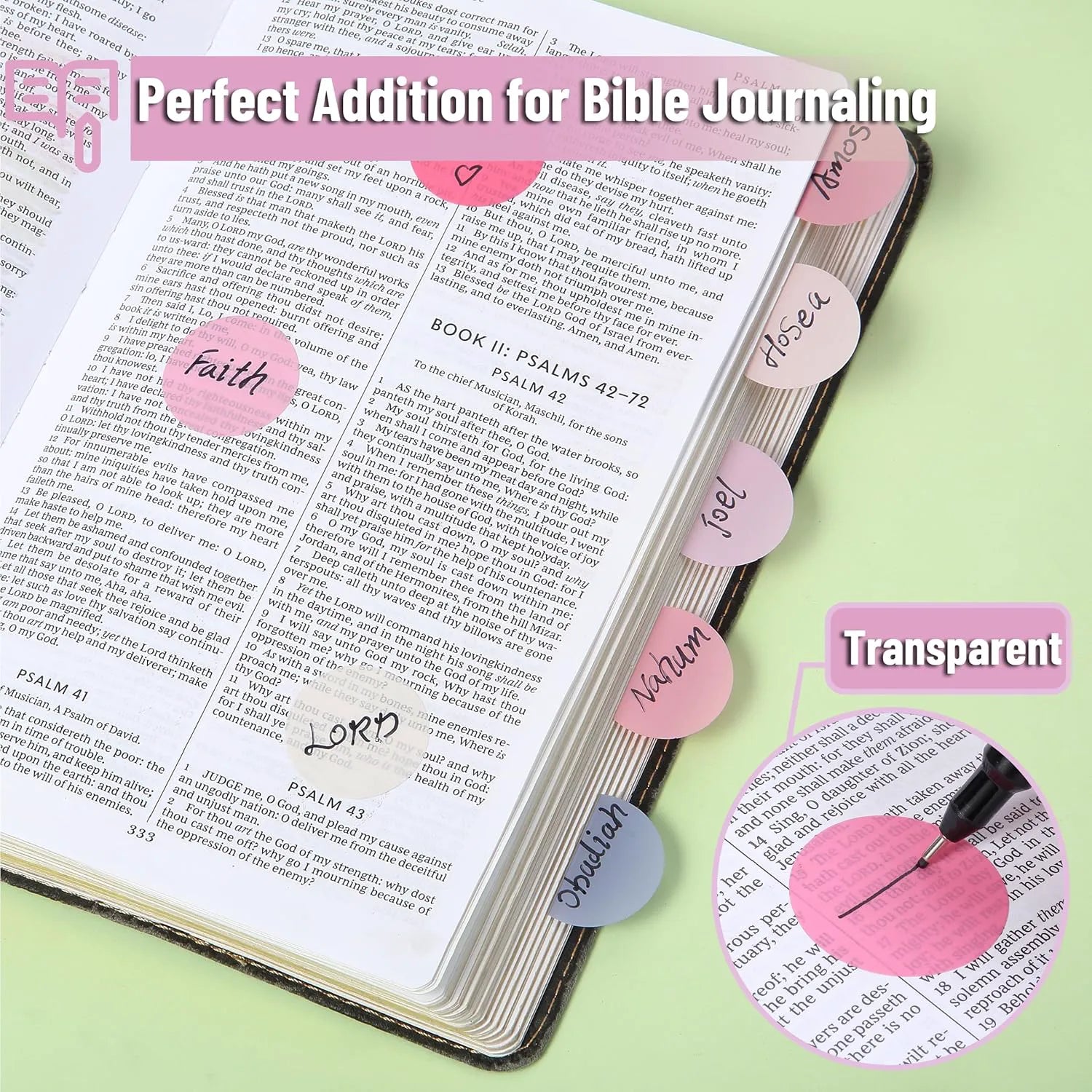 Colorful Round Transparent Sticky Notes, 14 Pads, 560 Sheets, 1.1"