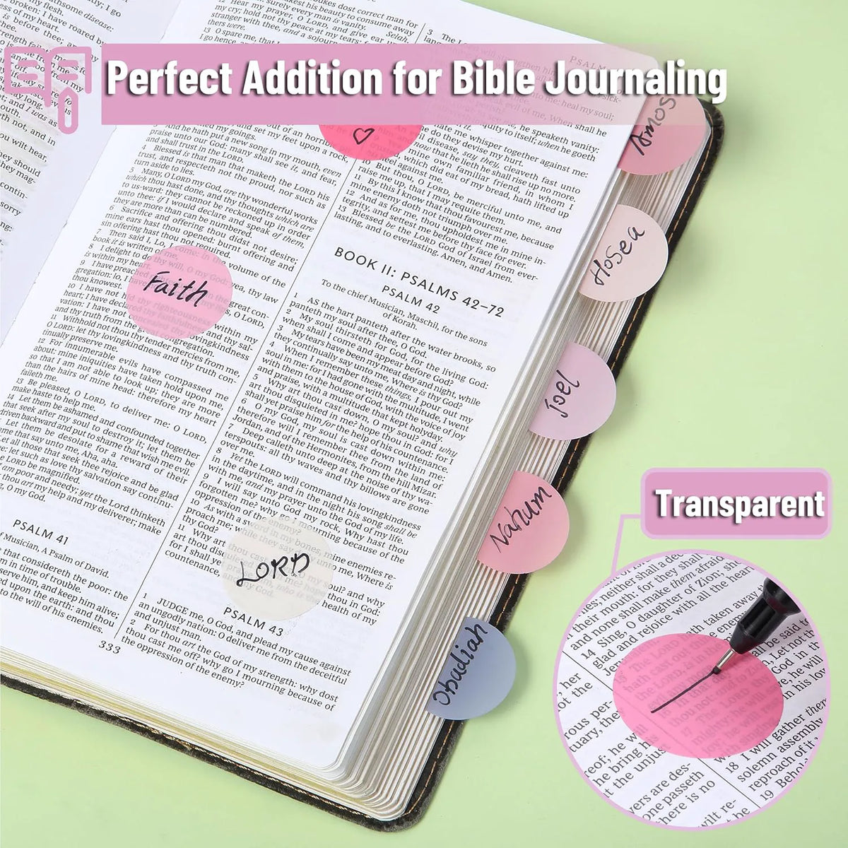 Colorful Round Transparent Sticky Notes, 14 Pads, 560 Sheets, 1.1"
