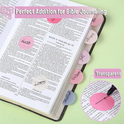 Colorful Round Transparent Sticky Notes, 14 Pads, 560 Sheets, 1.1"