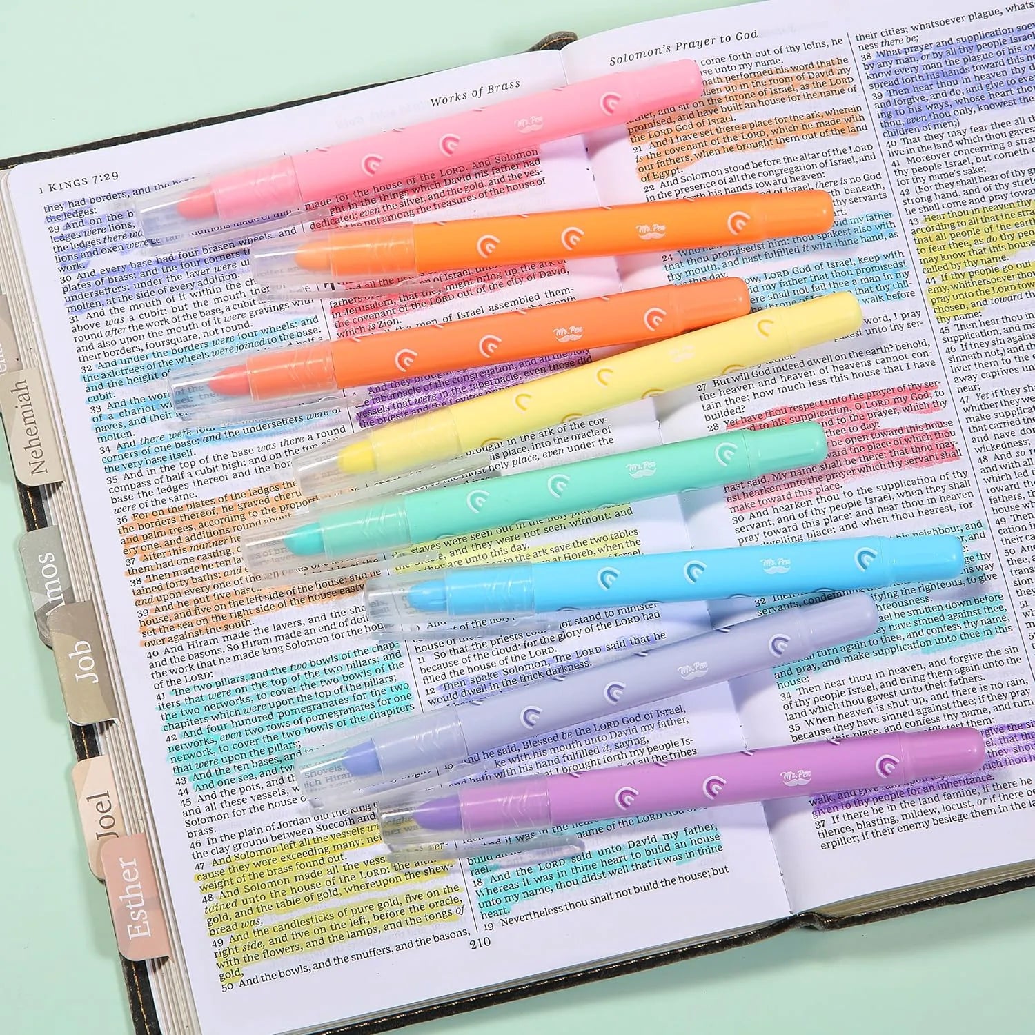 Bible Gel Highlighters, 8 Pack, Assorted Colors, No-Bleed, Twist-Up, Sharpenable Tips