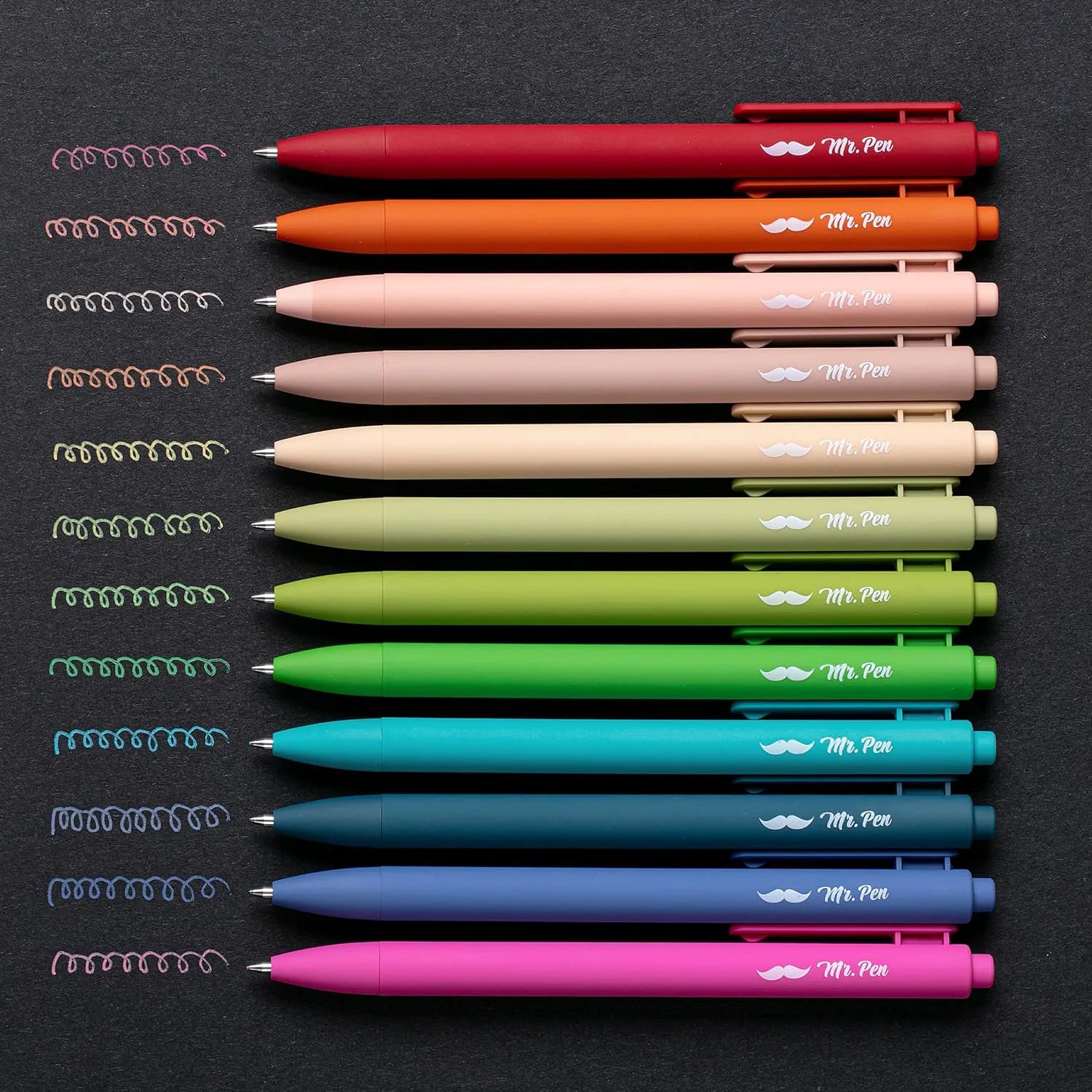 Retractable Gel Pens 12-Pack: Cute Design, Colored Ink, Quick-Dry, Fine Point 0.7mm