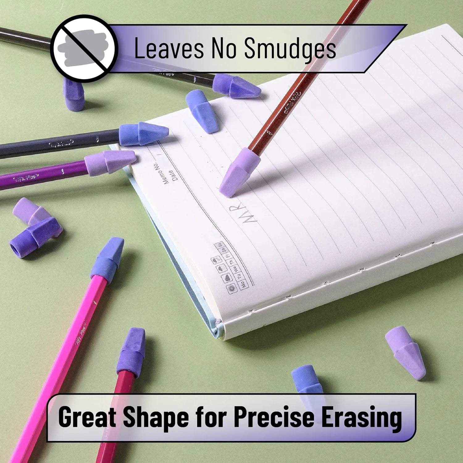 Colorful Latex-Free Pencil Eraser Toppers (30 Pack) – Smudge-Free