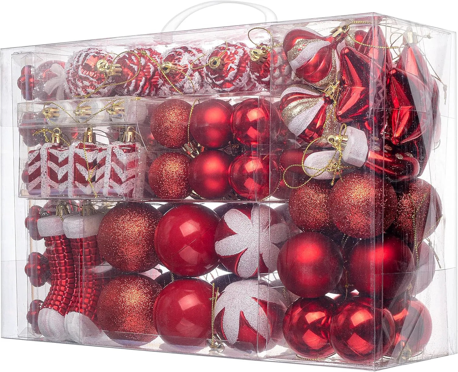 Mr. Pen Assorted Christmas Ball Ornaments Set, 77 Pieces, Red Shatterproof Ornaments