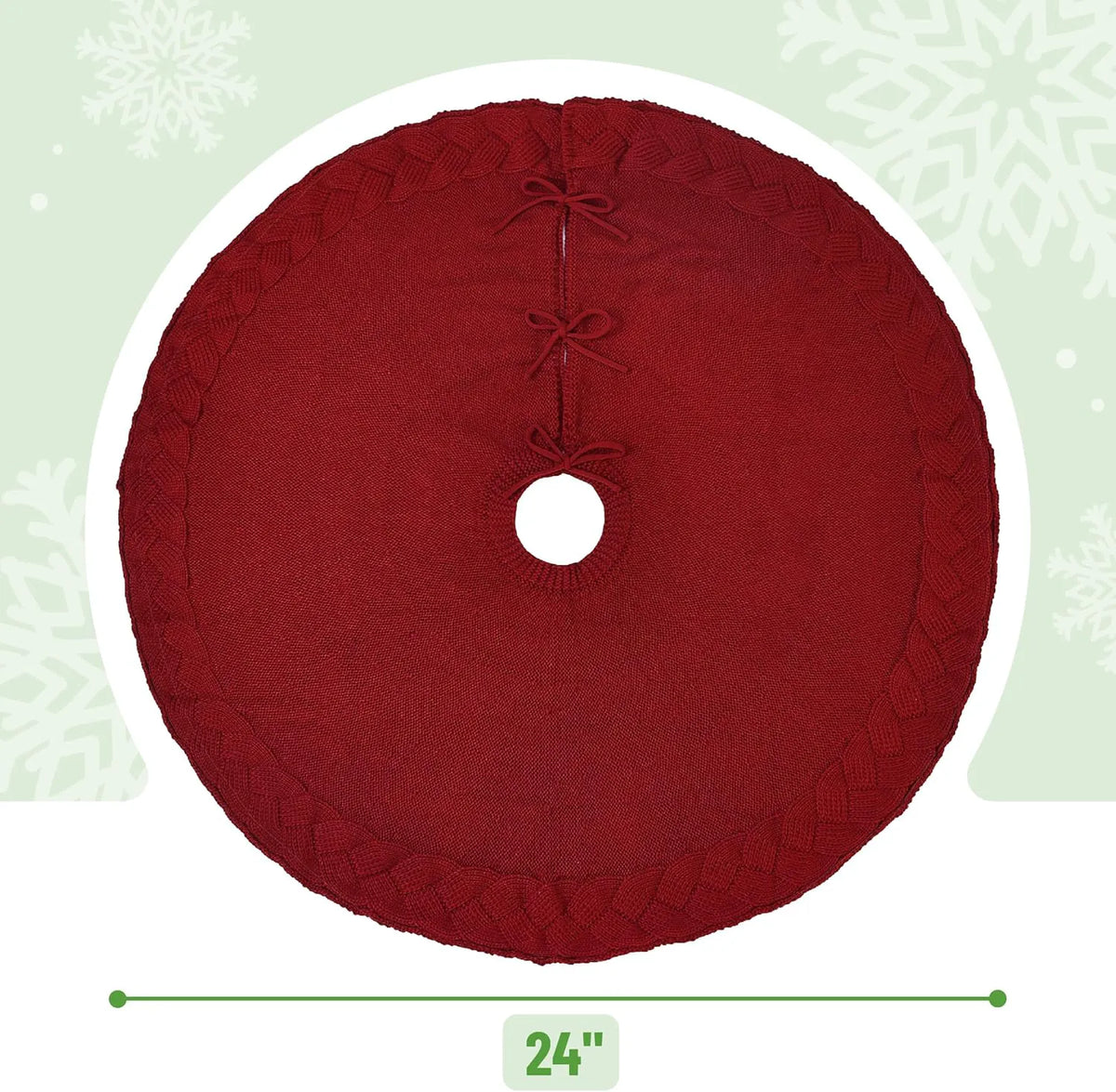 Mr. Pen Small Christmas Tree Skirt, 24 Inch, Red Knitted Xmas Tree Skirt