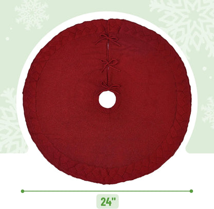 Mr. Pen Small Christmas Tree Skirt, 24 Inch, Red Knitted Xmas Tree Skirt