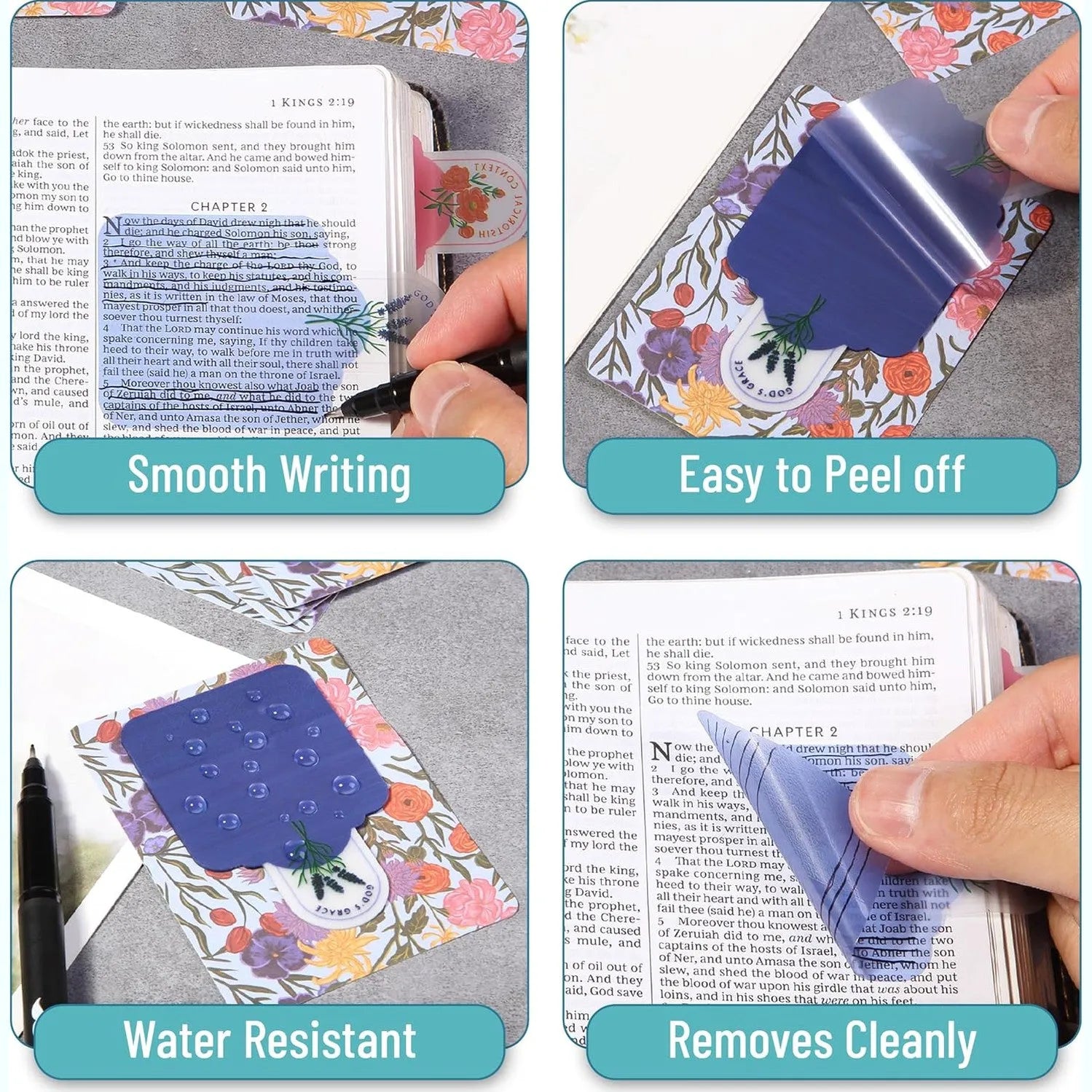 Mr. Pen Transparent Bible Journaling Sticky Notes, 10 Pads, 200 Sheets, Botanical Design