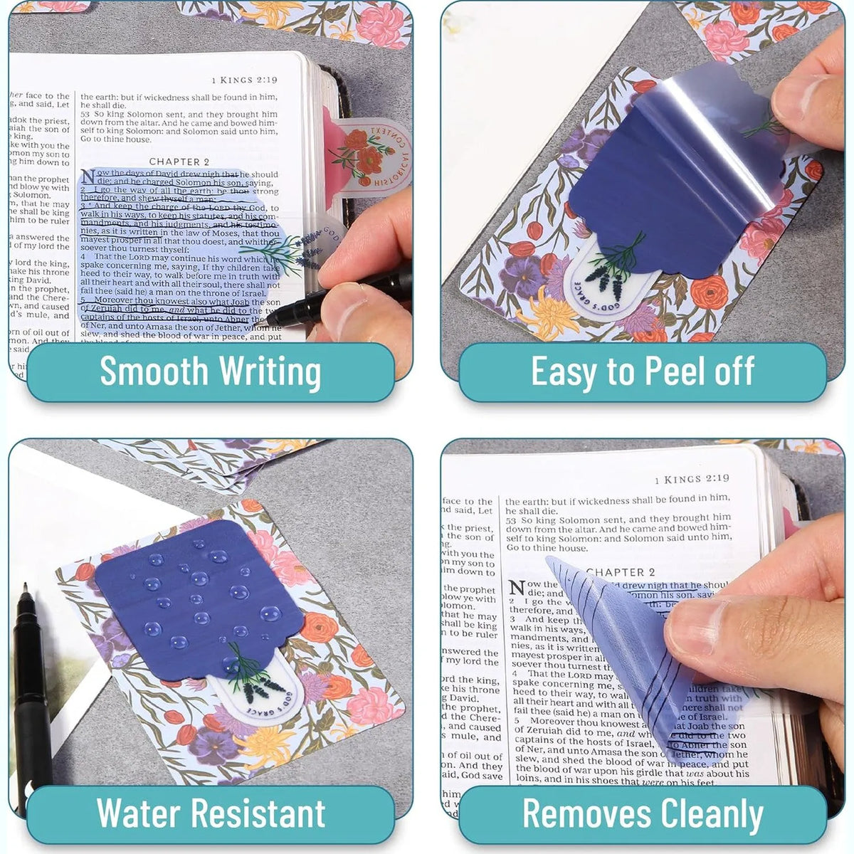 Mr. Pen Transparent Bible Journaling Sticky Notes, 10 Pads, 200 Sheets, Botanical Design