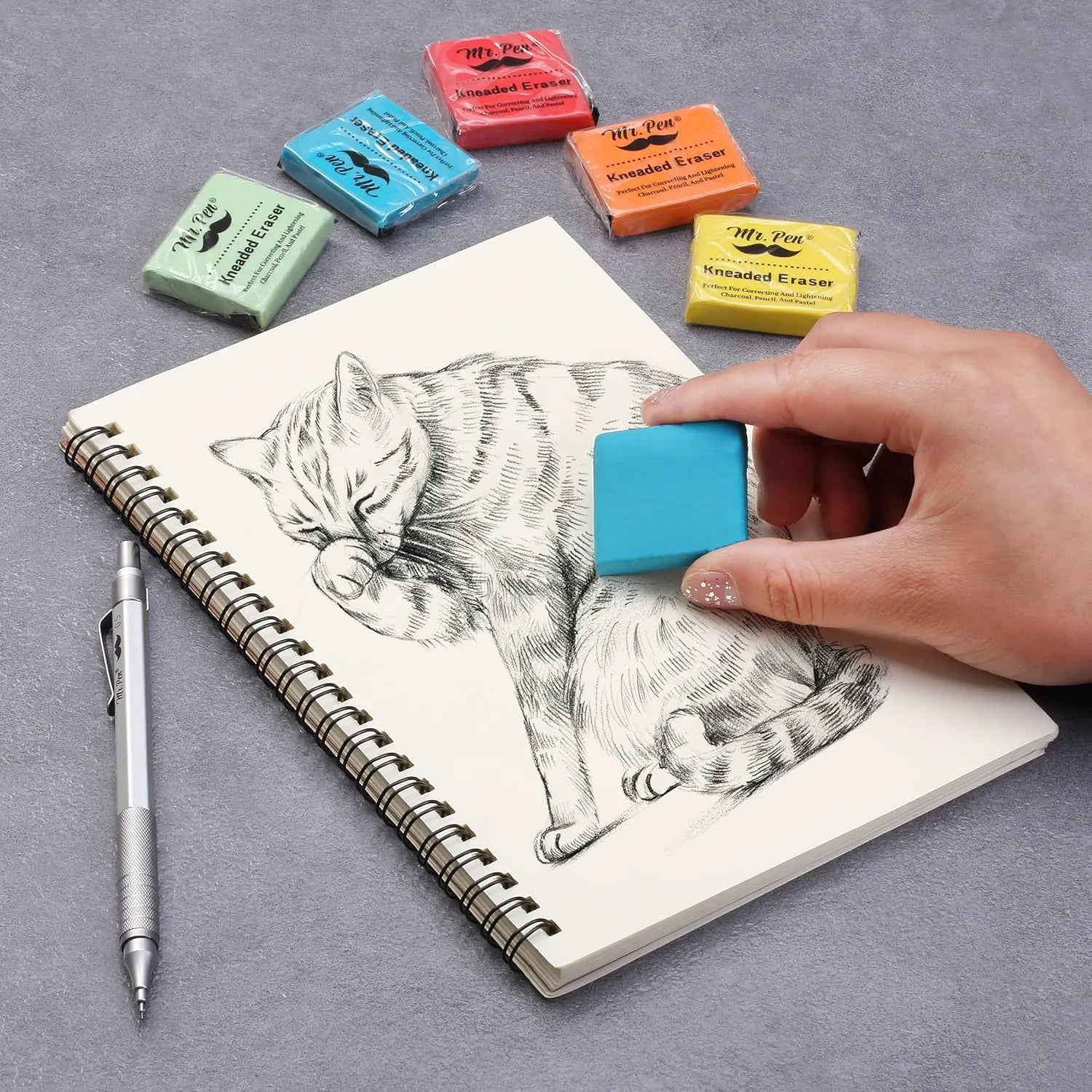 Colorful Kneaded Erasers (8 Pack, 1.4" x 1.37") for Artists